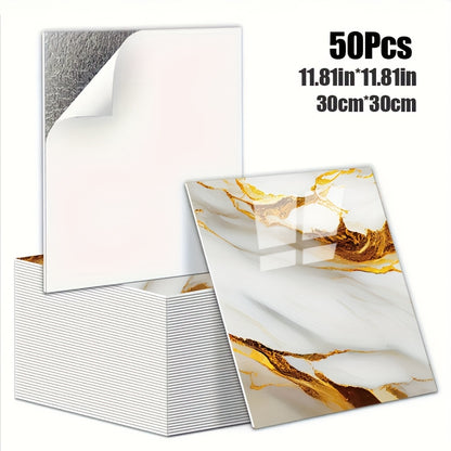 Luxury Marble Wall Panels 47.78×47.78 cm aus 3D-Vinyl, selbstklebend, spritzwassergeschützt und geeignet für Schlafzimmer, Wohnzimmer, Dusche und Bar
