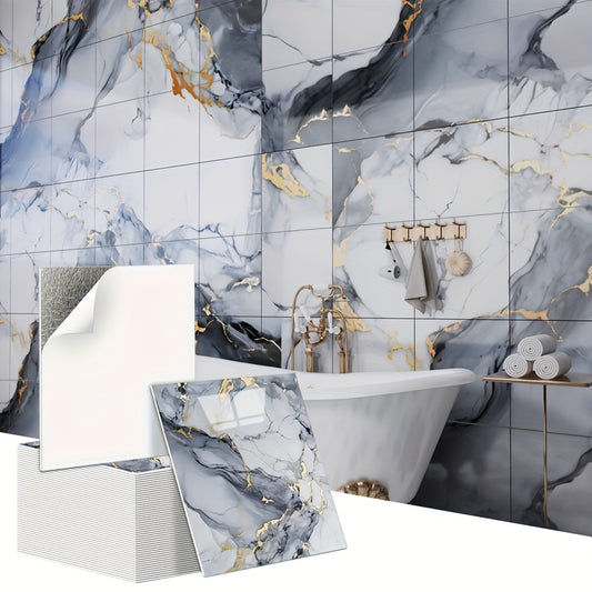 Luxury Marble Wall Panels 47.78×47.78 cm aus 3D-Vinyl, selbstklebend, spritzwassergeschützt und geeignet für Schlafzimmer, Wohnzimmer, Dusche und Bar
