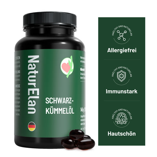 Schwarzkümmelöl Kapseln 120 Stück 1000mg Tagesdosis Immunsystem Atemwege Hergestellt in DE