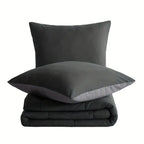 Wendbares steppdecken-set 2-teilig dunkelgrau mit leichter grauer innenseite kissen 80x80 cm online bestellen geschenkideen