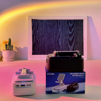 NewRixing 6W Wireless Lautsprecher mit Handyhalter, TWS Dual Pairing, Hi‑Fi Stereo & Bass, USB‑C, Powerbank, Indoor/Outdoor