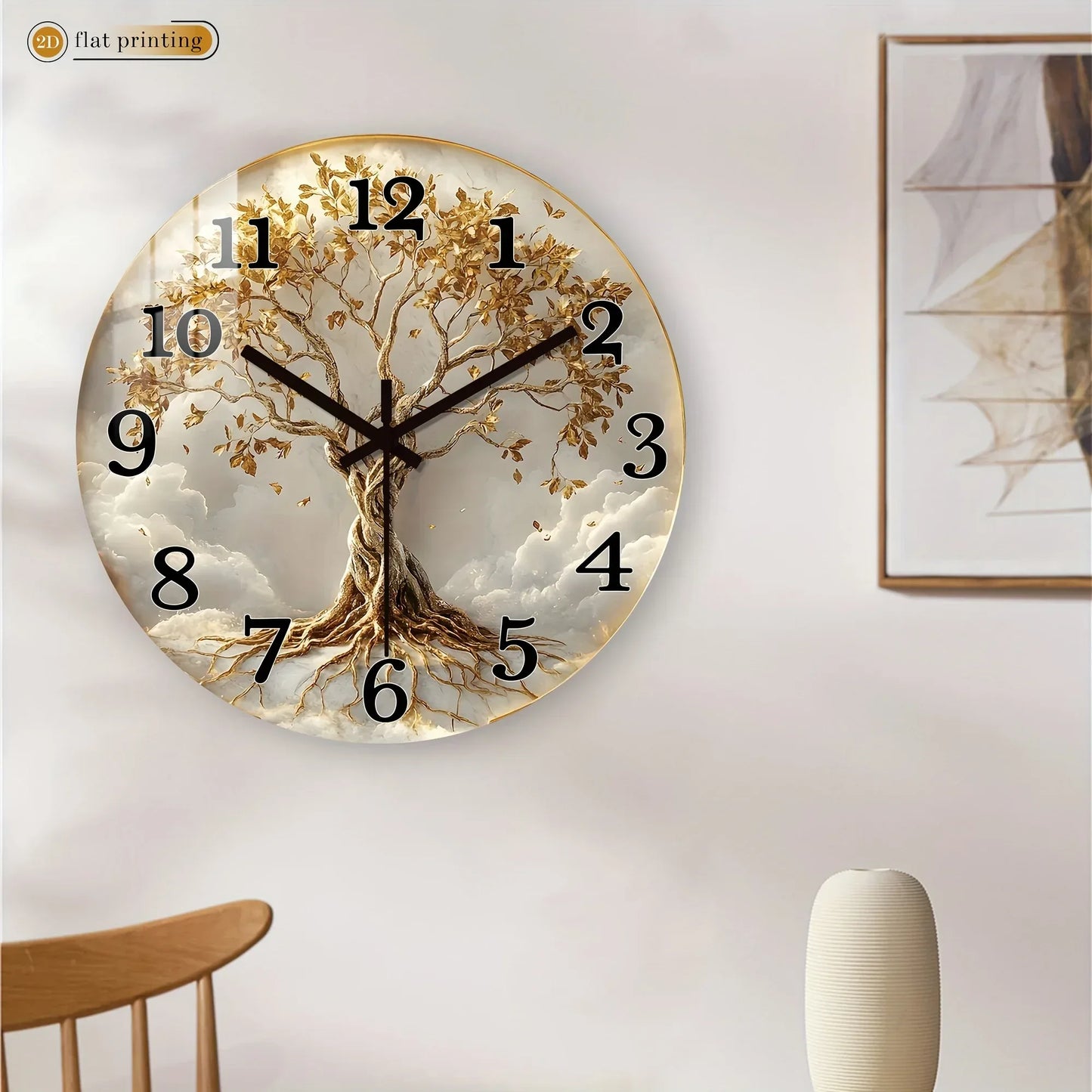 Wanduhr Lebensbaum Holz - Lautlos mit Wurzeln & Ästen - Modern 25-40cm - FUXLShop