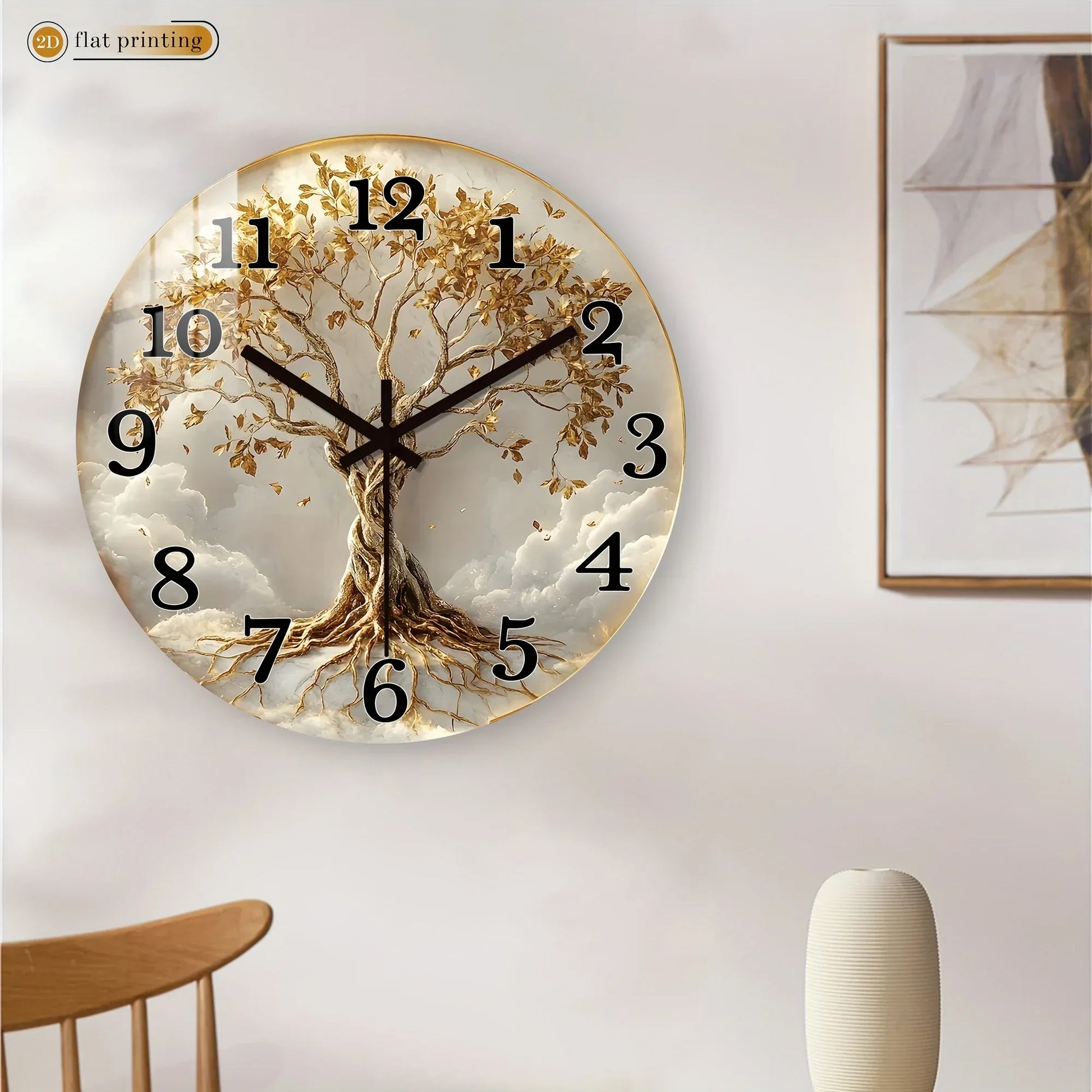 Wanduhr Lebensbaum Holz - Lautlos mit Wurzeln & Ästen - Modern 25-40cm - FUXLShop