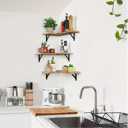 Eckregal Massivholz Wandmontage – Floating Shelf für Wohnzimmer, Küche & Büro - FUXLShop
