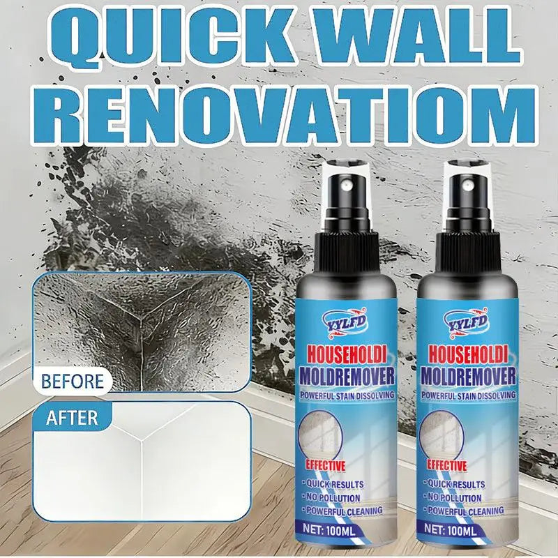 Zwei identische blaue sprayflaschen yylfd multifunktionaler wandreiniger 100ml gegen schimmel und verfärbungen
