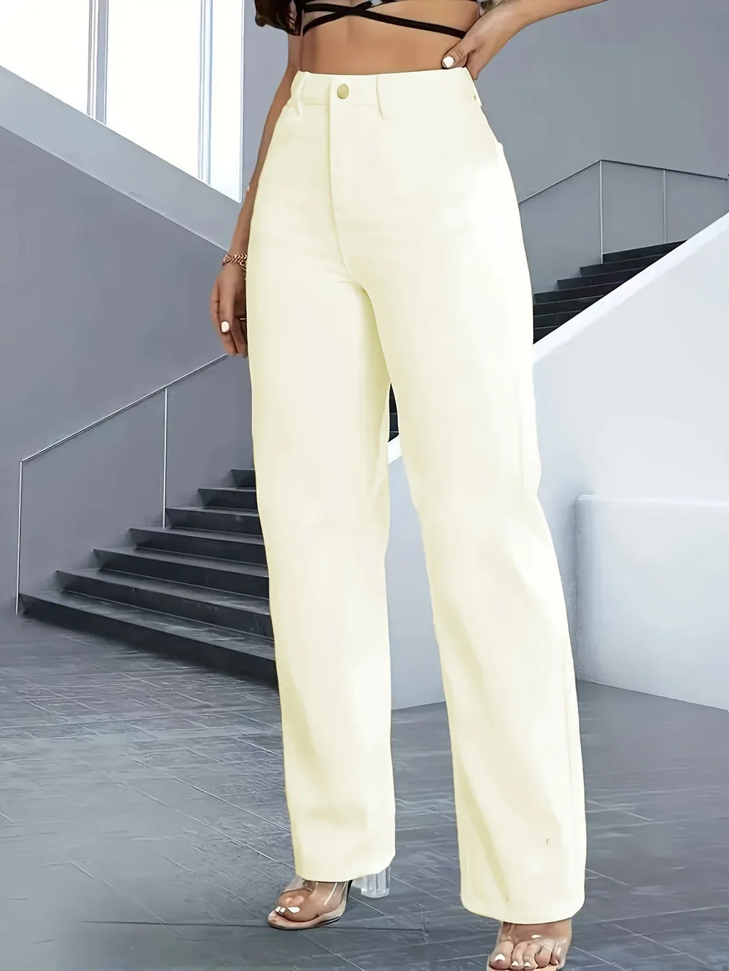 Women's Stretch Jeans White - Straight-Leg Denim with high wearing comfort