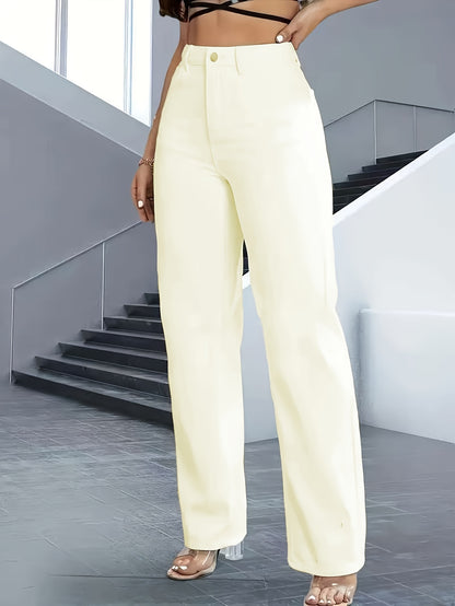 Damen Stretch Jeans Weiß - Straight-Leg Denim mit hohem Tragekomfort