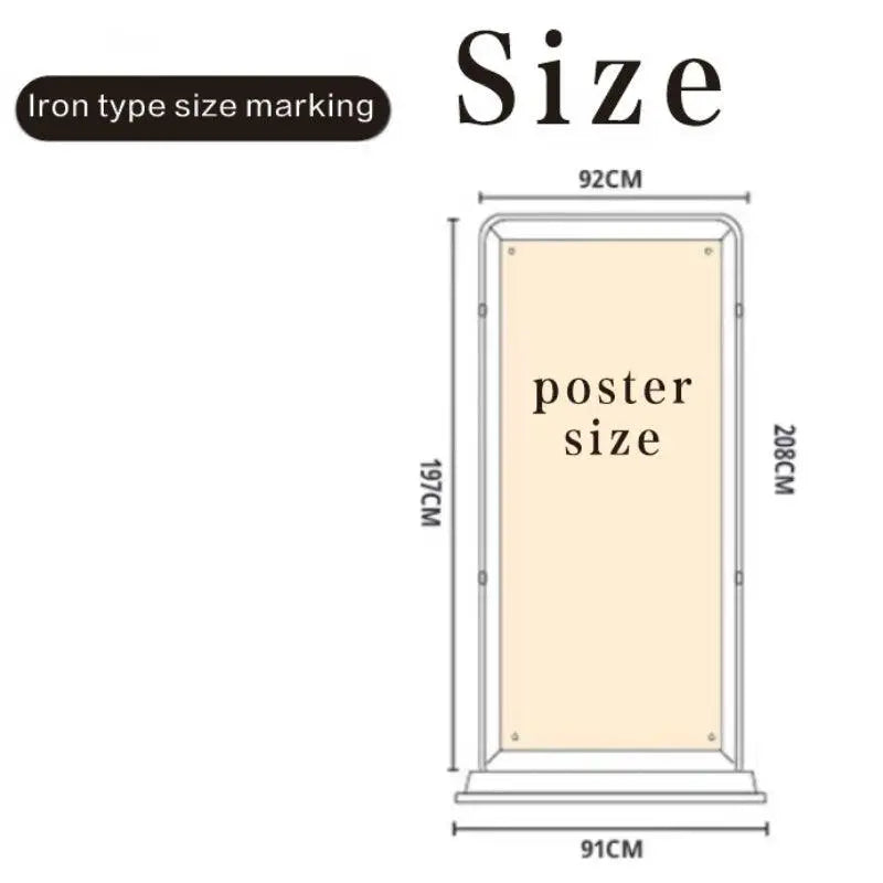 Beiger outdoor display stand 80x180cm aus eisen mit minimalistischen größenangaben windfest und portabel von fuxlshop
