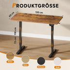 Höhenverstellbarer Schreibtisch 120x60 & 140x70 cm – Sitz-Steh-Schreibtisch, 72–118 cm, elektrisch, 220V