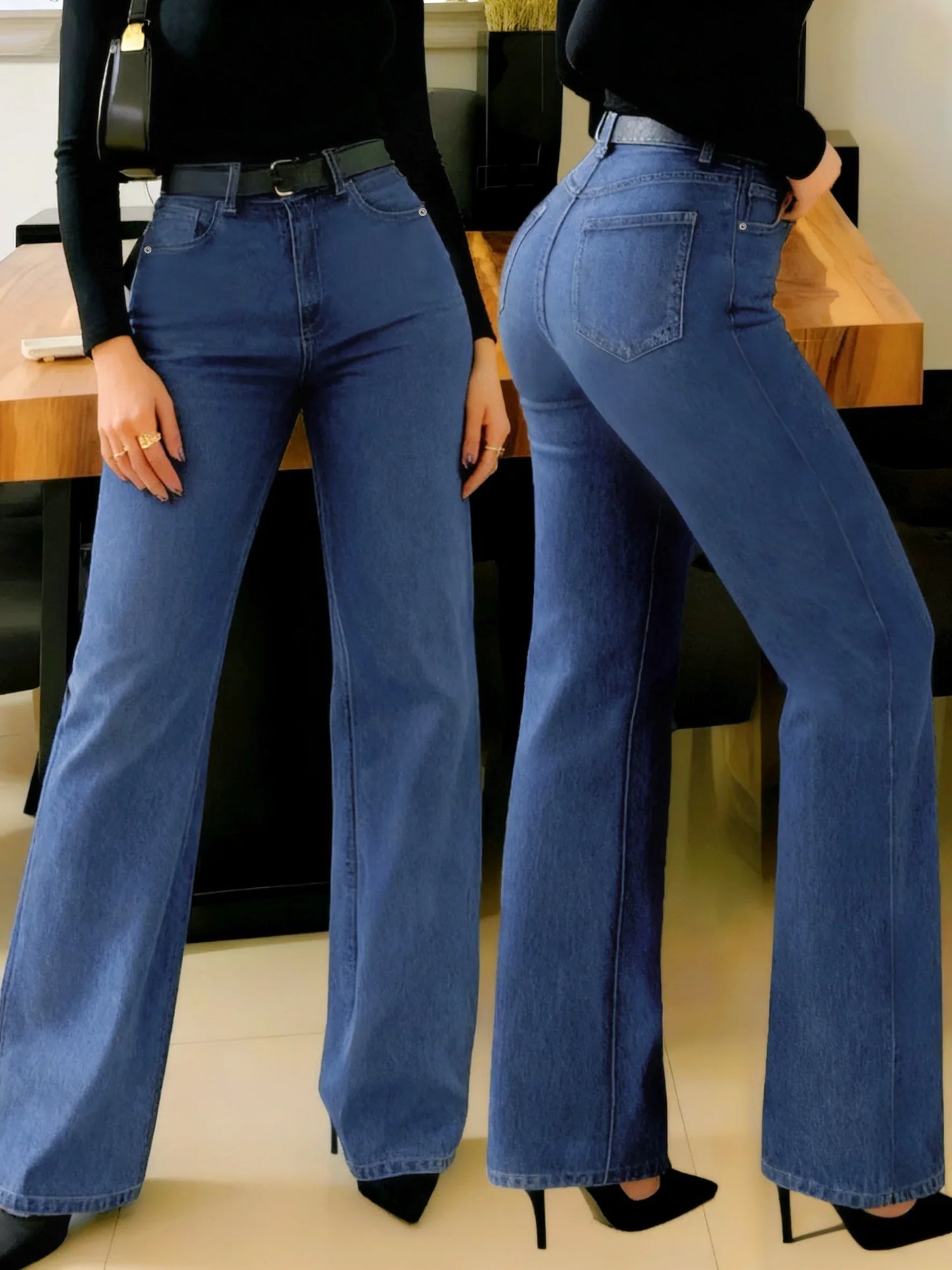 Medium Blue – Loose Fit, Diagonal Pockets