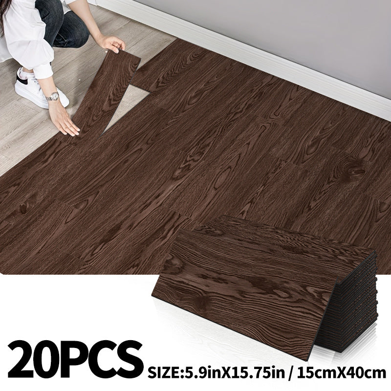 20/50 Stück Selbstklebende Bodenfliesen in Holzoptik – 15×40 cm IXPE, Retro-Design, strapazierfähig & pflegeleicht für Wohnzimmer, Küche, Büro