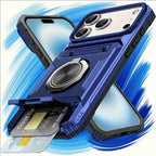 Stoßfeste Handyhülle mit Metallhalter & Dual-Kartenslot – iPhone 11–17 Pro Max & Air