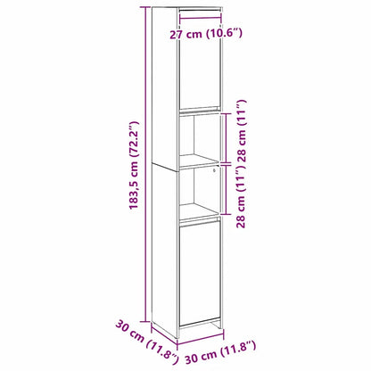 Badezimmer Hochschrank Schwarz Eiche 45cm – Modern mit verstellbaren Regalen - FUXLShop