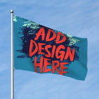 Personalisiertes banner mit eigenem text in kobaltblauem hintergrund und roten pinselstrichen für individuelles banner