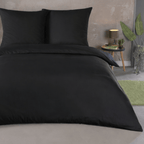 Mikrofaser Bettbezug 220x200 cm Schwarz – Uni Bettwäsche-Set King Size