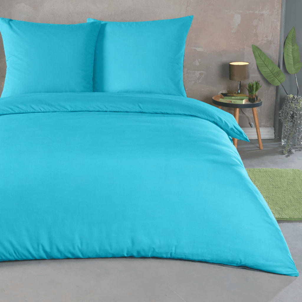 Mikrofaser Bettbezug 220x200 cm Türkis – Uni Bettwäsche-Set King Size