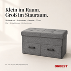 Sitzbank mit Stauraum Leinen Dunkelgrau – Klappdeckel & Schubladen
