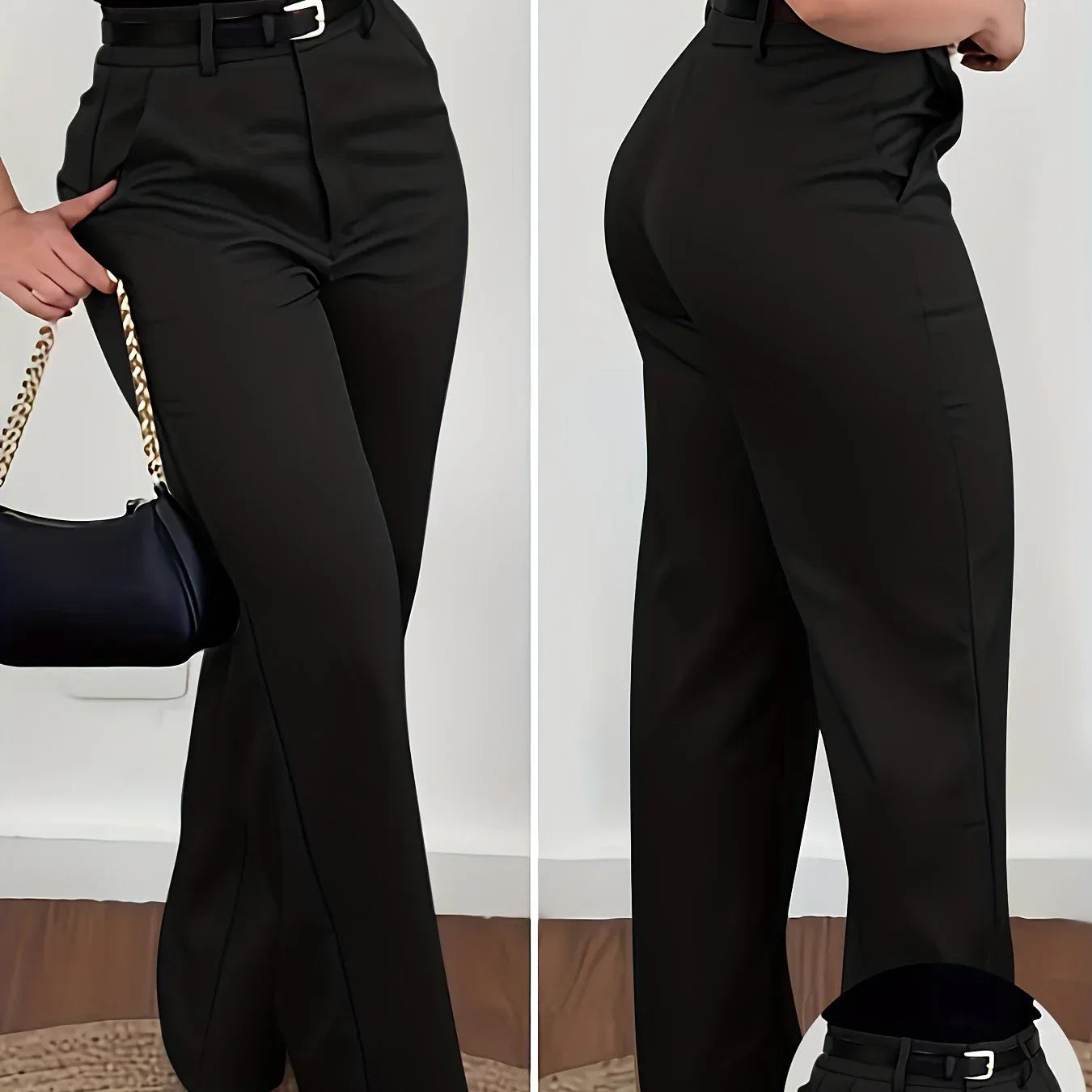 Damen Straight-Leg Hose Elegant – High-Waist Business Casual - FUXLShop