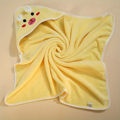 Kapuzenhandtuch mit Tiermotiv – superweich & saugfähig, Coral‑Fleece, 80×80 cm – ideal für Babys & Kinder, Strand, Zuhause & Kinderwagen - FUXLShop