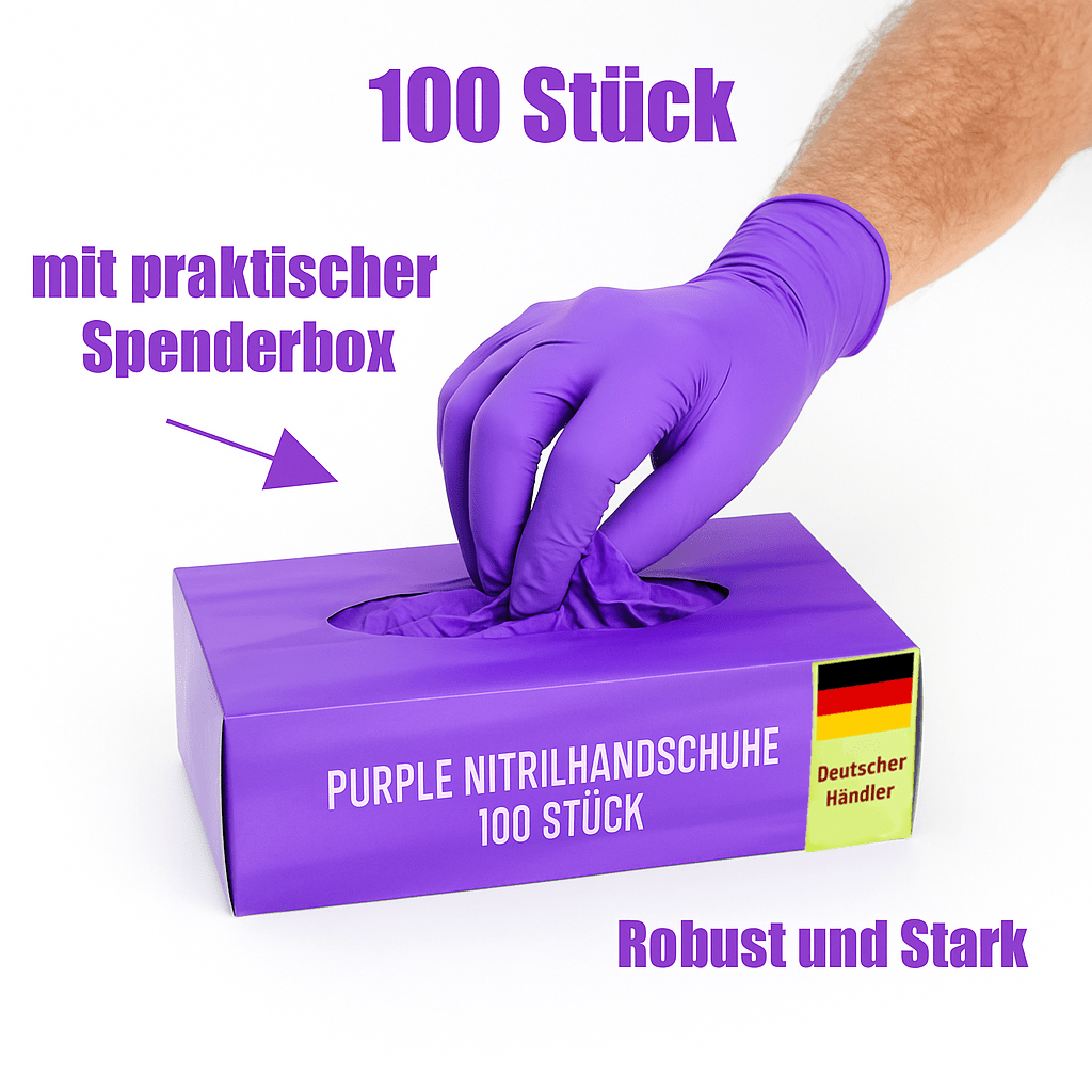 Einweghandschuhe 100 Stück – extra stark, bunt, Nitril, latexfrei, puderfrei, Kunststoff – Einmalhandschuhe für Haushalt, Medizin & Reinigung