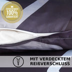 Dunkelgraues und hellgraues gestreiftes bettwäsche-set 135x200 4-teilig mit verdecktem reißverschlussverschluss