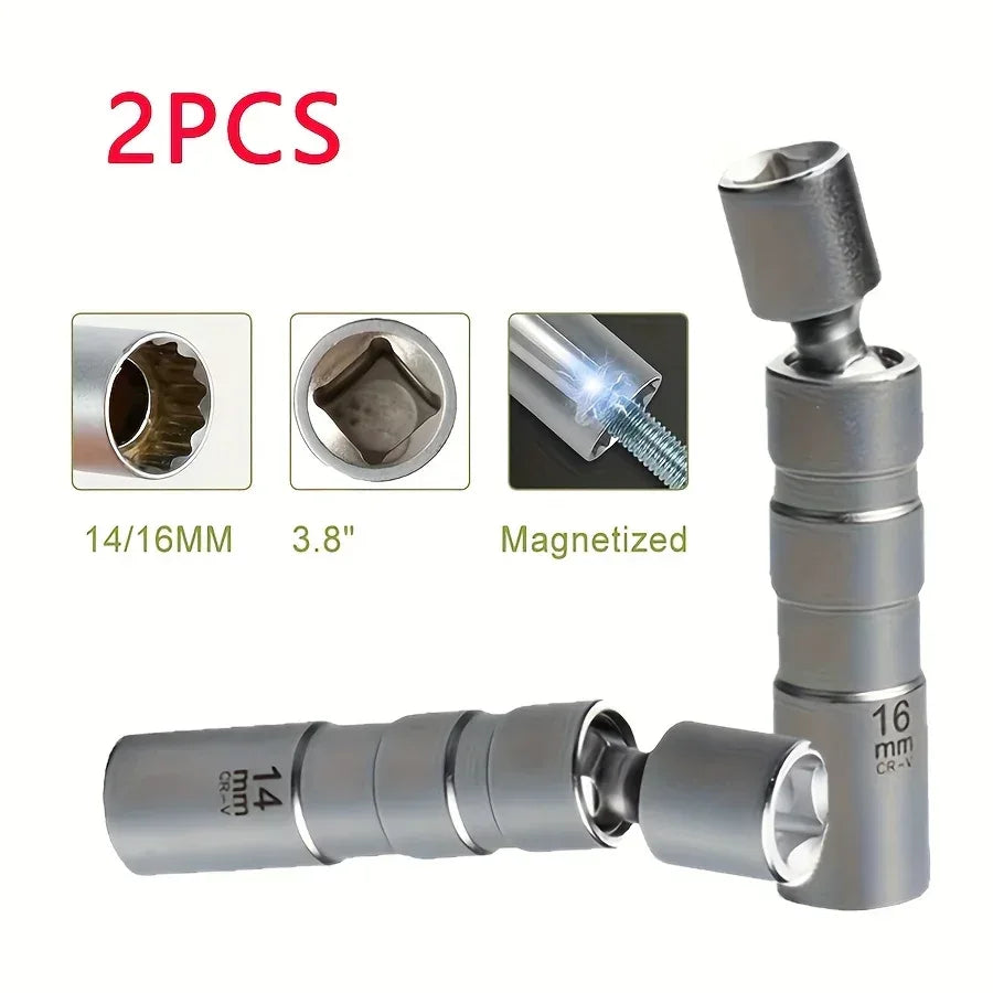 Zündkerzenschlüssel Magnetisch 2er Set - 14/16mm mit Kardangelenk - Heavy Duty - FUXLShop