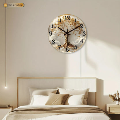 Wanduhr Lebensbaum Holz - Lautlos mit Wurzeln & Ästen - Modern 25-40cm - FUXLShop