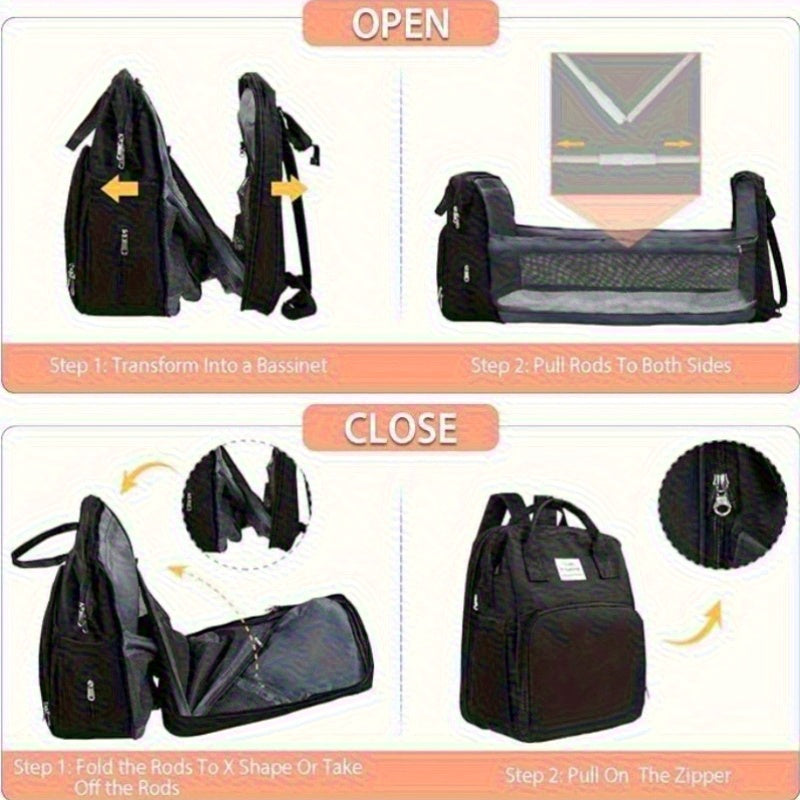 Damen Rucksack mit Stickerei | Multifunktionale Reisetasche mit Reißverschluss & vielen Fächern