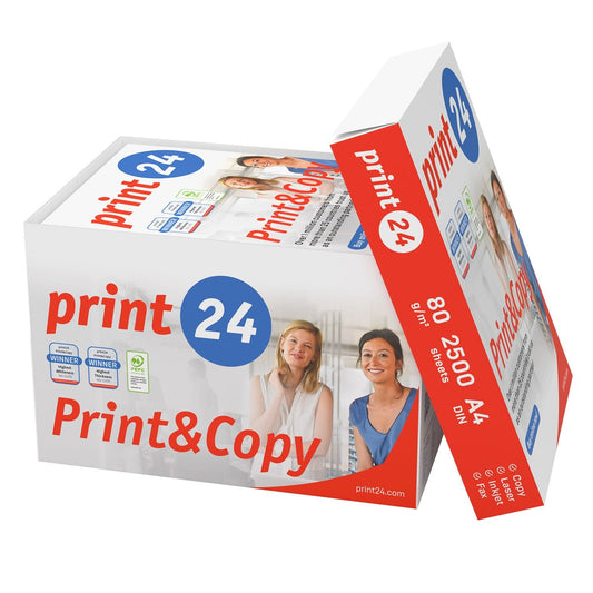 print24 Druckerpapier Kopierpapier A4 80 g – 2500 Blatt (5×500) Premium Weiß, Testsieger, PEFC - zertifiziert, hohe Weiße, gestochen scharfer Druck - FUXL - Shopify