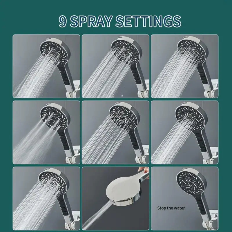 Handbrause mit 9 strahlarten quadratisch in chrom mit schwarzem griff und wandmontage ideal für günstige angebote online bestellen
