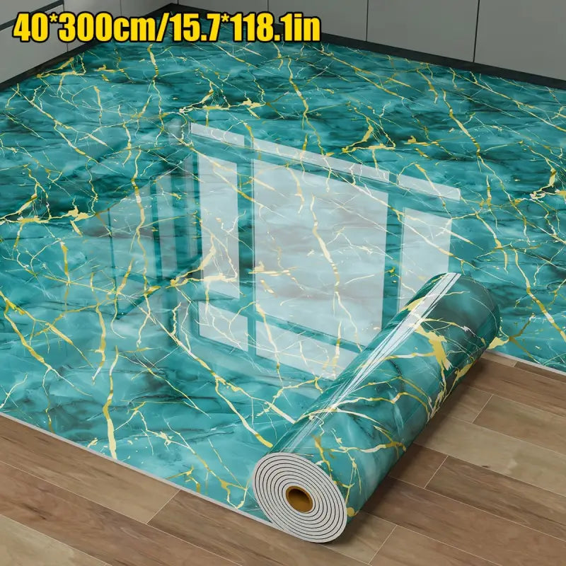 Teal und gold marmor bodenaufkleber rolle mit selbstklebendem vinyl für bad küche und wohnzimmer