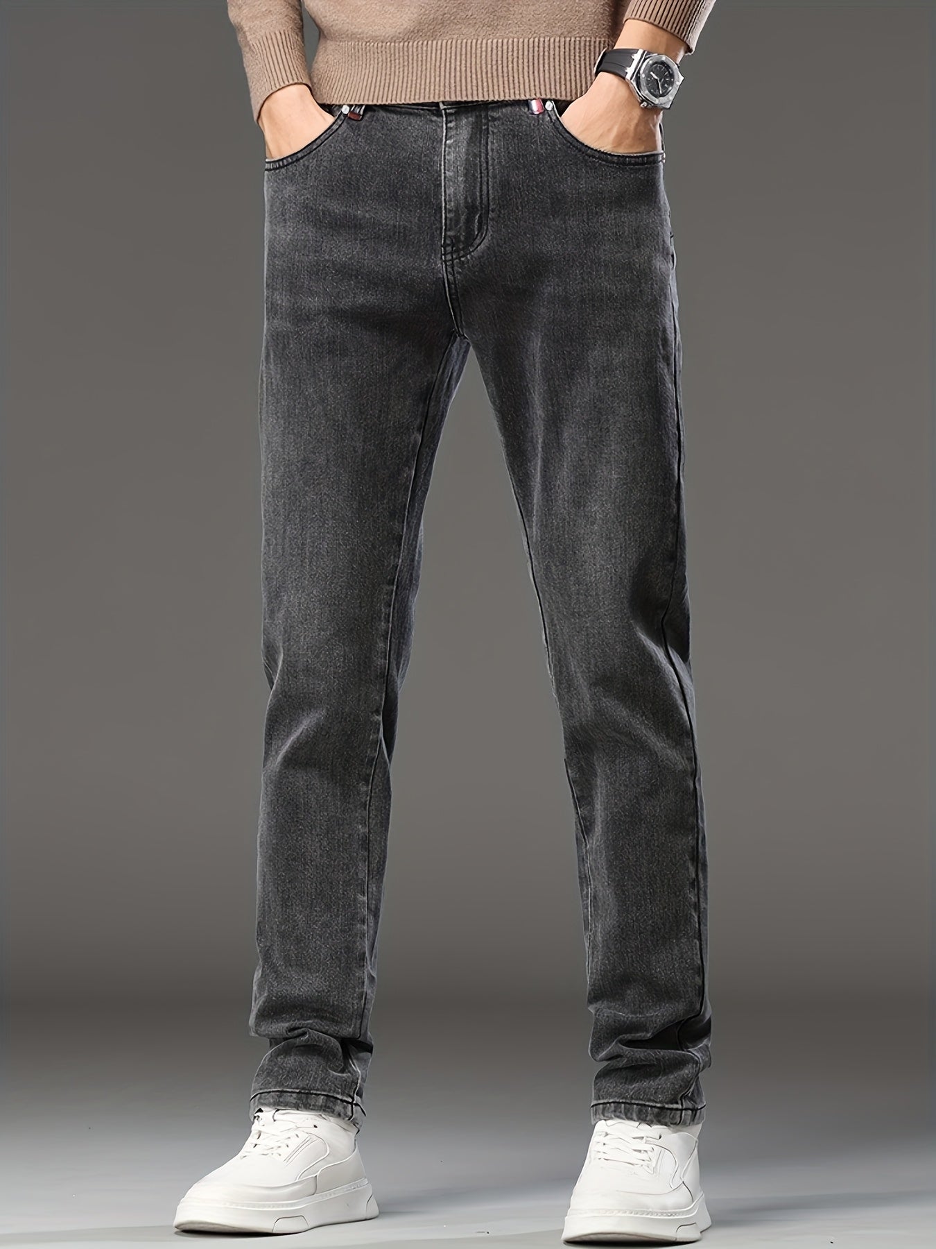 Herren Business-Jeans mit geradem Schnitt und Stretch-Komfort – Farbe Blau