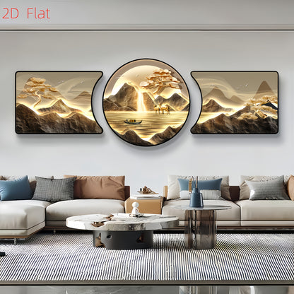 3er-Set 2D Wandbilder mit Elchmotiv – gerahmte Kunst für Wohnzimmer, Schlafzimmer & Flur – HD-Druck, schwarze Harzrahmen mit Goldakzent - FUXLShop