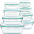 16-teiliges glasbehälter-set mit lichttürkisen silikon lids und weißen clips aus borosilikatglas online bestellen günstige angebote