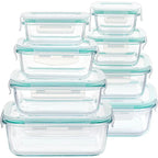 16-teiliges glasbehälter-set mit lichttürkisen silikon lids und weißen clips aus borosilikatglas online bestellen günstige angebote