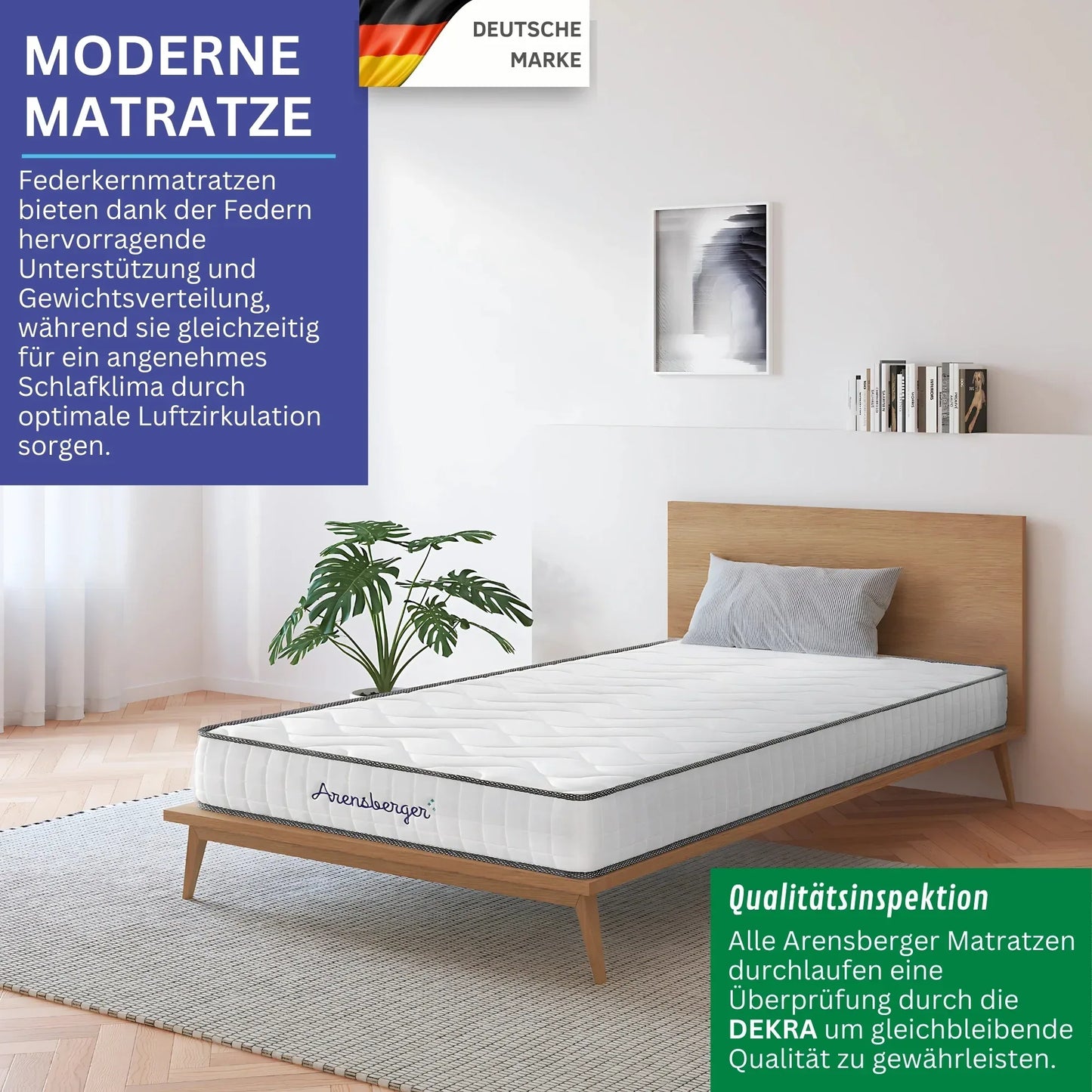 Federkernmatratze 19cm H2/H3 Mittelfest 7-Zonen Taschenfederkern mit Schaumauflage - FUXLShop