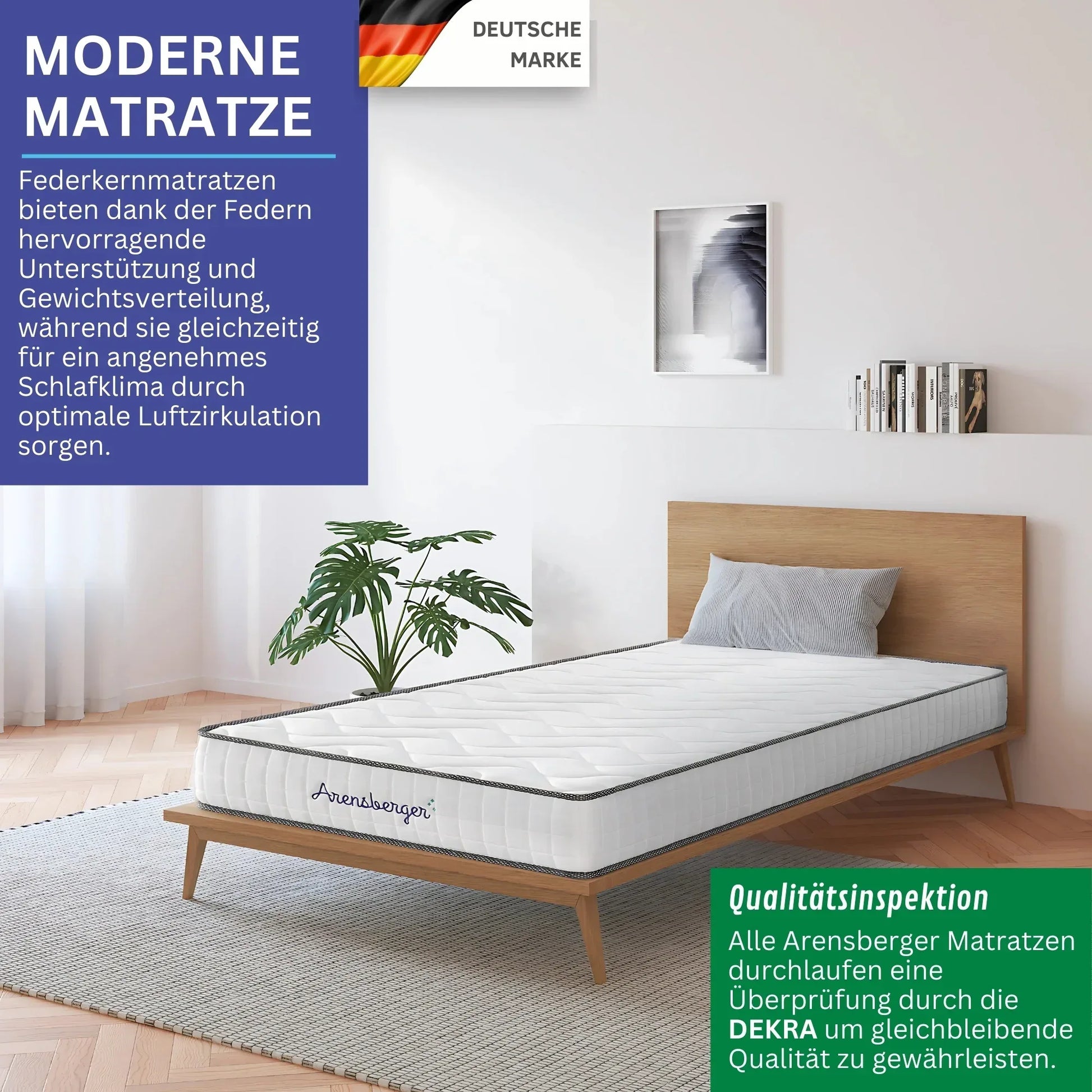 Federkernmatratze 19cm H2/H3 Mittelfest 7-Zonen Taschenfederkern mit Schaumauflage - FUXLShop