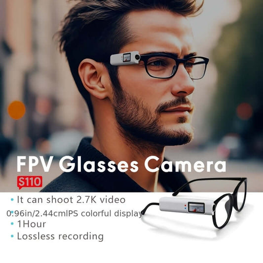 Ultra-Leichte Kamera-Brille – 2.7K Video, WiFi, Geräuschreduzierung, 60 Min Akku, ideal für Vlogging, Sport & Reisen