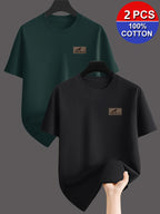 2er-Pack T-Shirts Rundhals, 100% Baumwolle, Kurzarm – Casual Basic, XS–XXXL