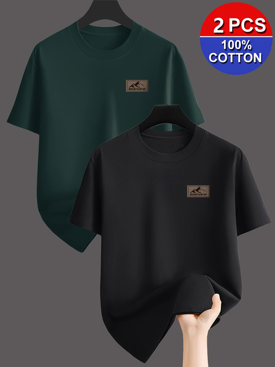 2er-Pack T-Shirts Rundhals, 100% Baumwolle, Kurzarm – Casual Basic, XS–XXXL