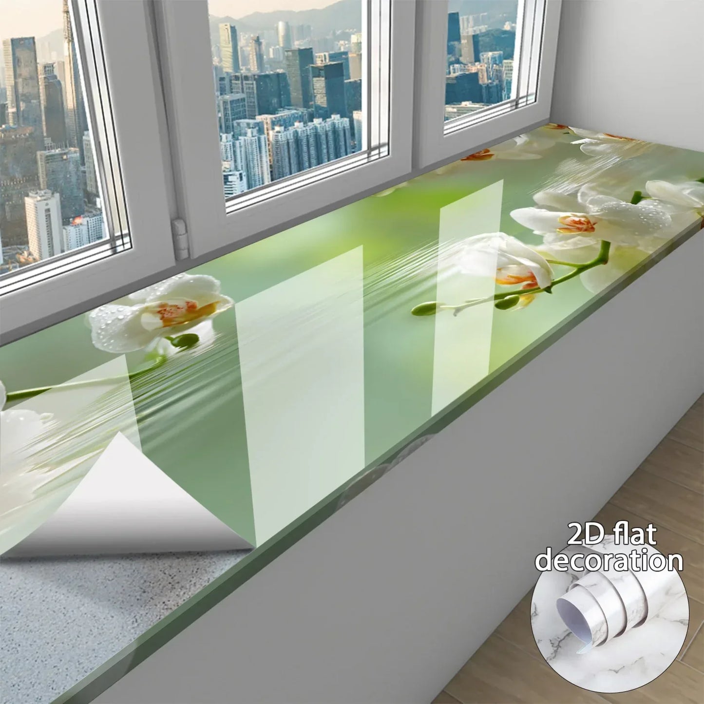 Selbstklebende Vinyl-Tapete Wasser & Blumen (20-40cm x 3m) – Abziehen & Aufkleben für Fenster, Schränke & Arbeitsplatten - FUXLShop