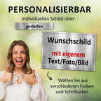Personalisiertes Firmenschild Edelstahloptik – Aluminium, wetterfest, 6 Größen