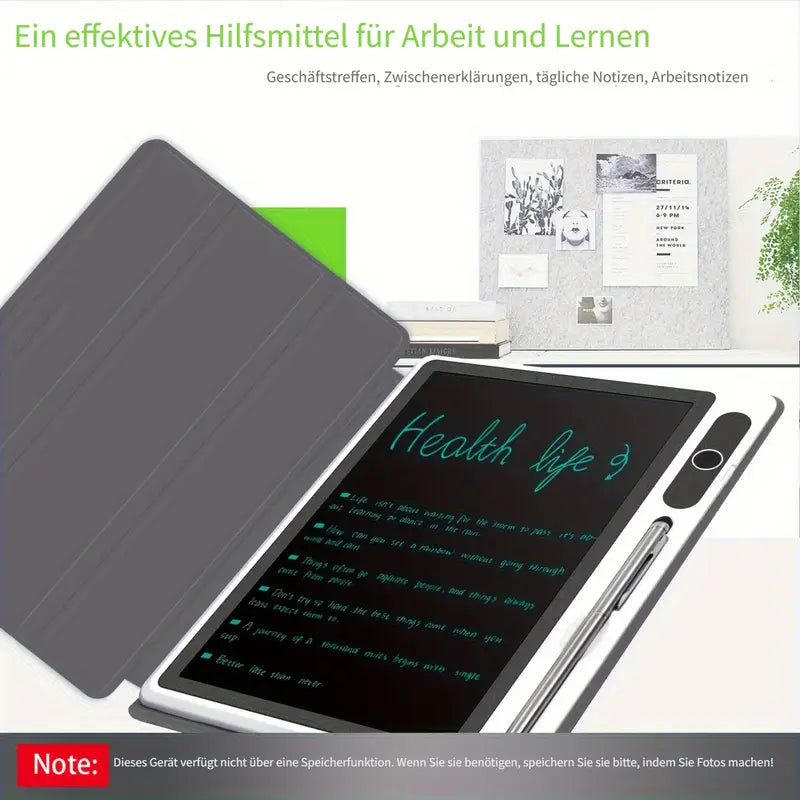 INNoreBoard 9,3" Elektronisches Whiteboard – tragbar mit kapazitivem Stift & Ein-Knopf-Löschung – faltbares Case, 36V Akku – Schwarz für Büro & Schule