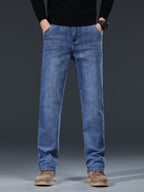 Herren Casual Jeans Loose Fit – Gerade Hose, gewaschen, Reißverschluss, Baumwolle