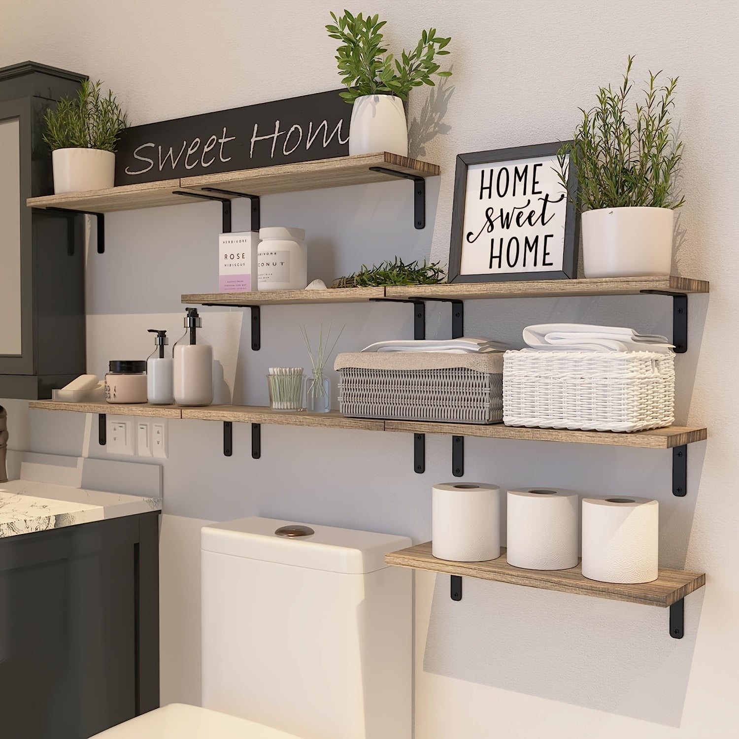 Schwebendes Wandregal 4er-Set – Badezimmer, Küche & Wohnzimmer
