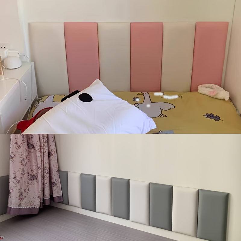 3D Soft Padded Kunstleder Wandpaneel 23x50 cm – selbstklebendes Kopfteil- und Tatami-Schutzpanel
