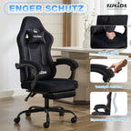 Gaming Chair Samt mit Fußstütze – Ergonomisch, drehbar, Memory Foam, 4 Farben