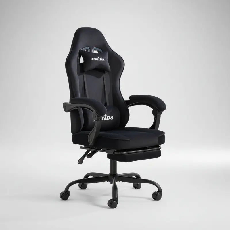 Schwarzer sukida gamingstuhl mit gepolstertem lendenwirbelstütze und verstellbaren armlehnen online bestellen günstig