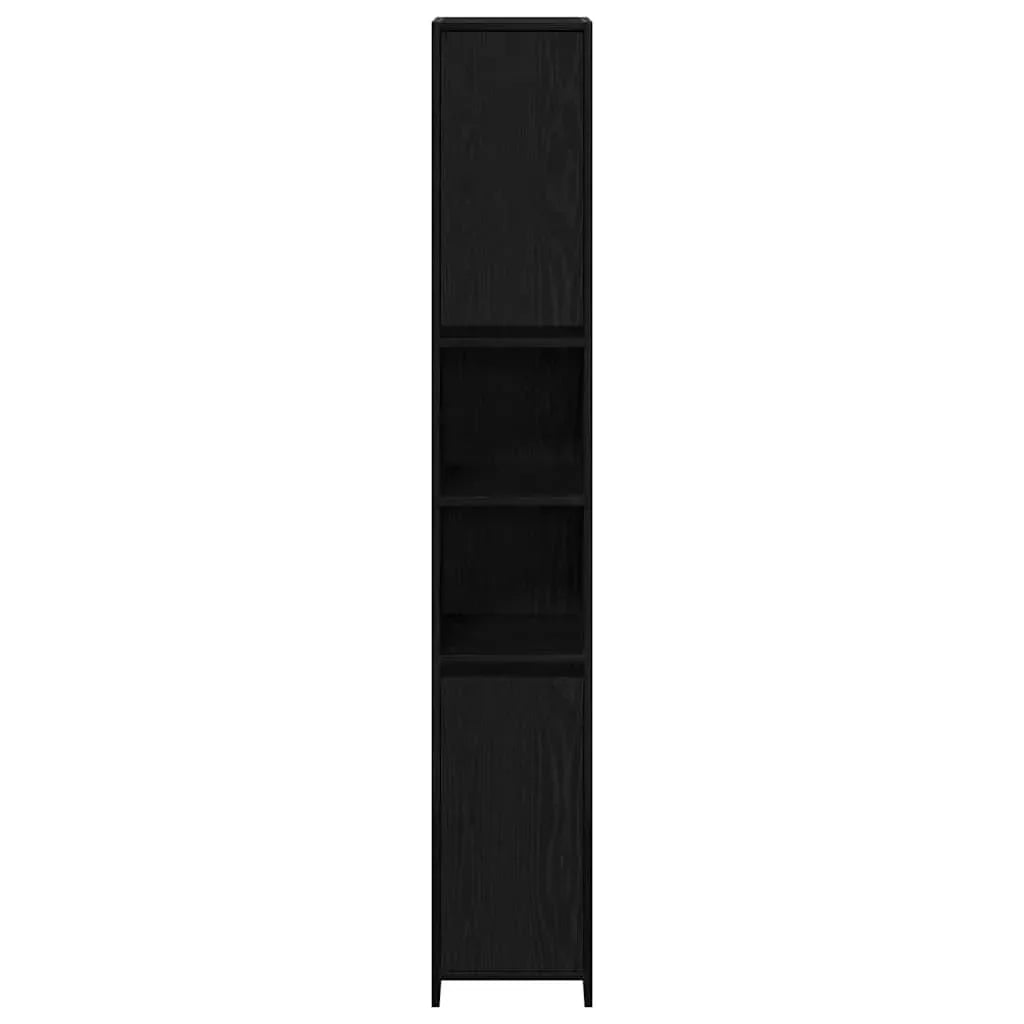 Badezimmer Hochschrank Schwarz Eiche 45cm – Modern mit verstellbaren Regalen - FUXLShop