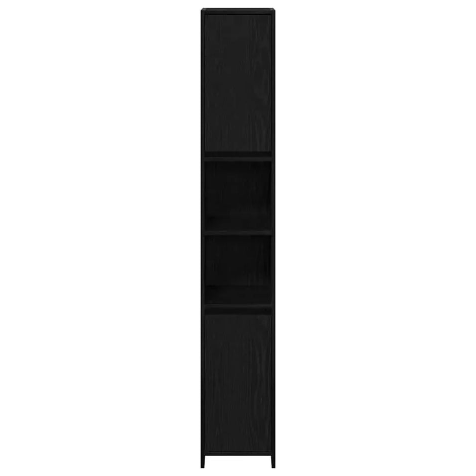Badezimmer Hochschrank Schwarz Eiche 45cm – Modern mit verstellbaren Regalen - FUXLShop